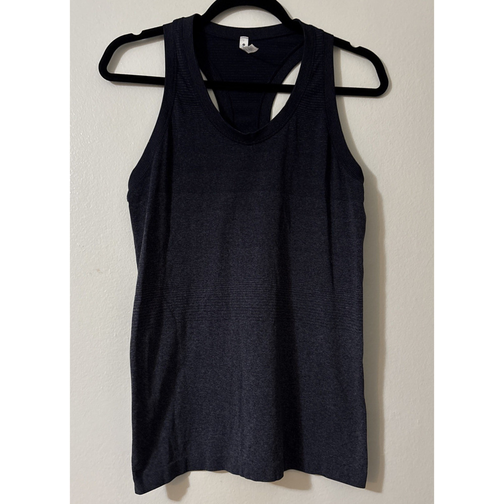 Athleta Womens Size M Racerback Tank Top Charcoal Black Patterned Stretch Fit